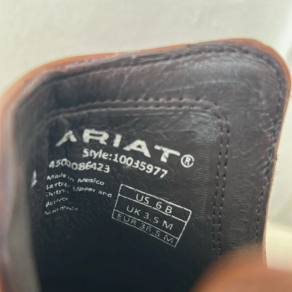 Ariat Dixon Western Round Toe Brown Leather Ankle Boots 6